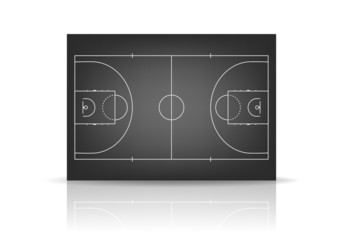 Vector black basketball court © gomolach