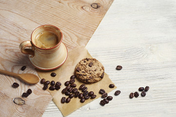 Coffee with chocolate cookies
