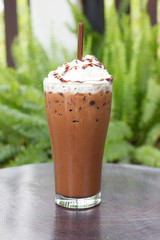 Iced cocoa and whipped cream.