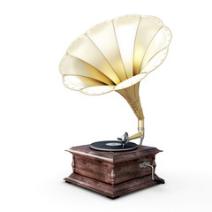 3D illustration of gramophone