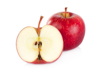 Red apple on white background
