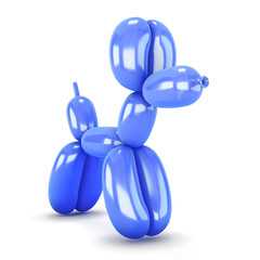 Blue dog balloon on a white background