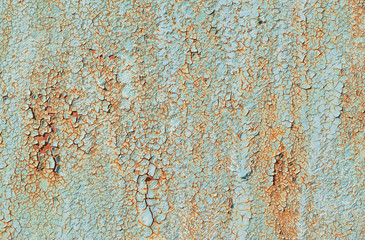 texture of old green peeling paint