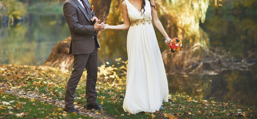 Wedding picture of happy bridal couple.