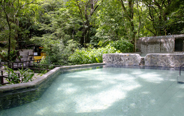Swimming pool with a hot thermal water in Costa Rica 