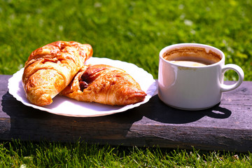 Coffee and croissant breakfast