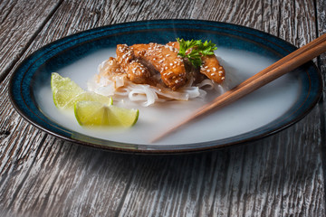 The chicken in teriyaki sauce