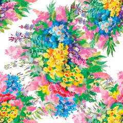 Floral colorful spring flowers seamless pattern