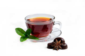 Tea with chocolate and mint