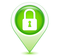 cadenas sur marqueur géolocalisation vert