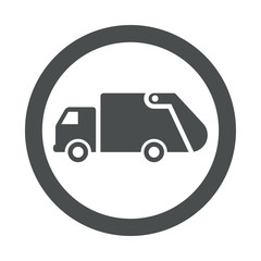 Icono redondo camion basura gris