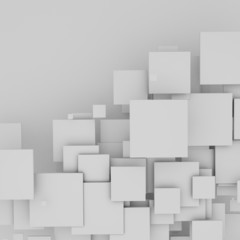 3D white floating squares background.