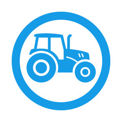 Icono redondo tractor azul