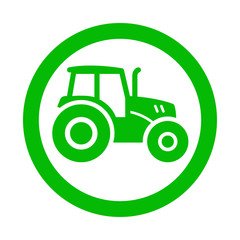 Icono redondo tractor verde