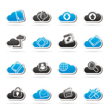 cloud services and objects icons - vector icon set