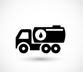 Truck with oil, transport icon vector