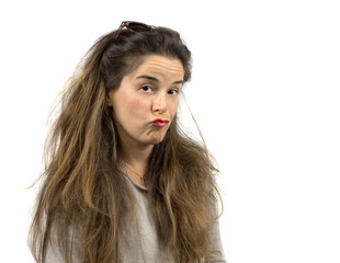 long hair girl with funny naughty expression