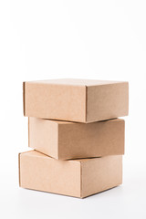 Brown cardboard boxes on a white background