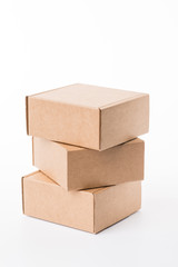 Brown cardboard boxes on a white background