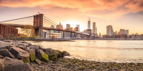 Türaufkleber Sammlungen Brooklyn Bridge bei Sonnenuntergang