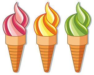 Ice cream cones isolated on a white background