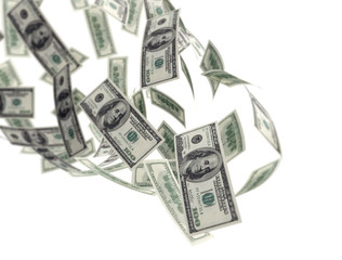 falling money isolated on white background 