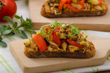 Eat clean - vegetarian toast with vegetable