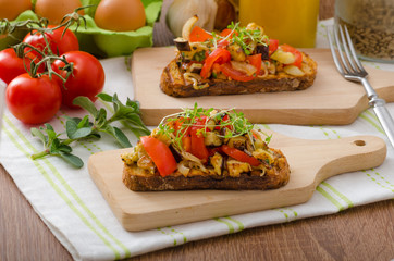 Eat clean - vegetarian toast with vegetable