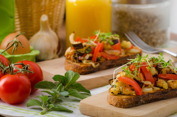 Eat clean - vegetarian toast with vegetable