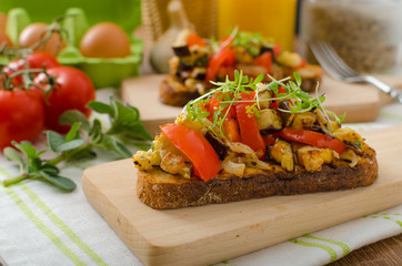 Eat clean - vegetarian toast with vegetable