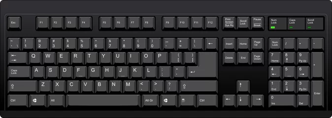 Fotobehang Black qwerty keyboard with US english layout © ojovago