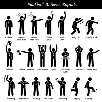 Football Soccer Referees Officials Hand Signals Illustrations
