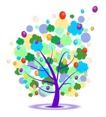 Colorful Bird House Tree