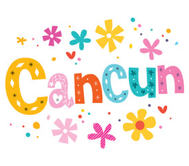 Cancun Mexico vector lettering decorative type