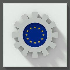 European Union flag gear 3D illustration