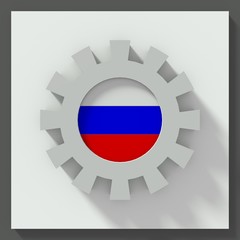 Russia flag gear 3D illustration