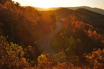 Fall foliage Skyline overlook, Blue Ridge Parkway, Asheville,NC © ballllad
