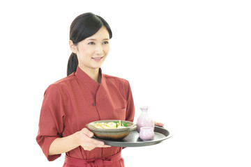 笑顔のウェイトレス