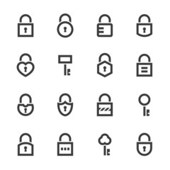 Lock and key icons set.