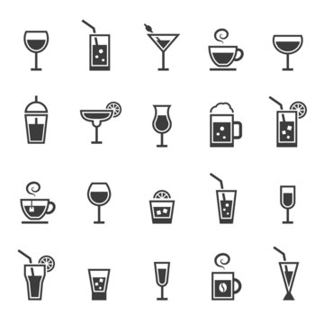 Drinks icons set.