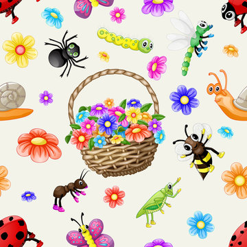 Cute cartoon insects pattern