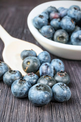 Blueberry on wooden board