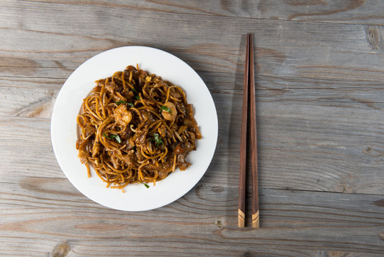 Fried Penang Char Kuey Teow Top Down View Which Is A Popular Noo