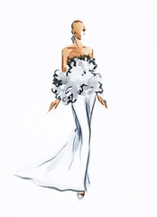 frau mit elegantem kleid .abstraktes aquarell