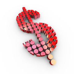 3d cylinders dollar symbol