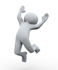 3d person happy jump