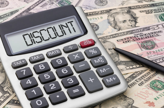 Calculator with money - Discount