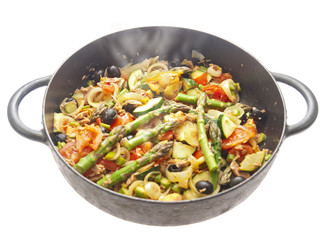 tuna with asparagus & mediterranean vegetables
