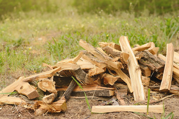 Heap of chopped firewood