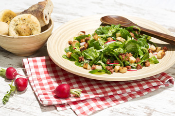 Feldsalat mit Speckwürfel, Croutons und Radieschen, Studio